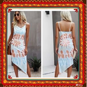 V Neck Irregular Strappy Printed Dress NWOT